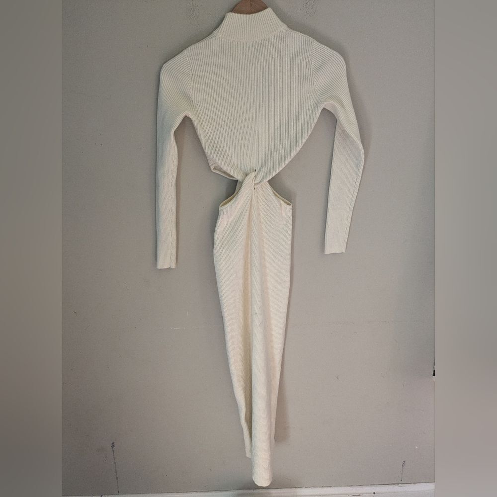 Ronny Kobo Cream Mock Neck Sweater Midi Dress Size XS